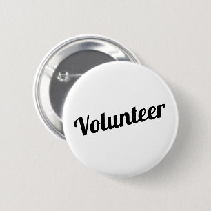 White and Black Pin-back Volunteer Buttons