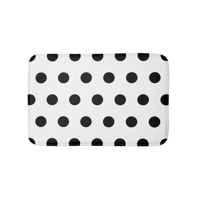 White and Black Polka Dot Bath Mat (Front)