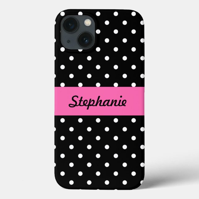 White and Black Polka Dot Pattern Case-Mate iPhone Case (Back)