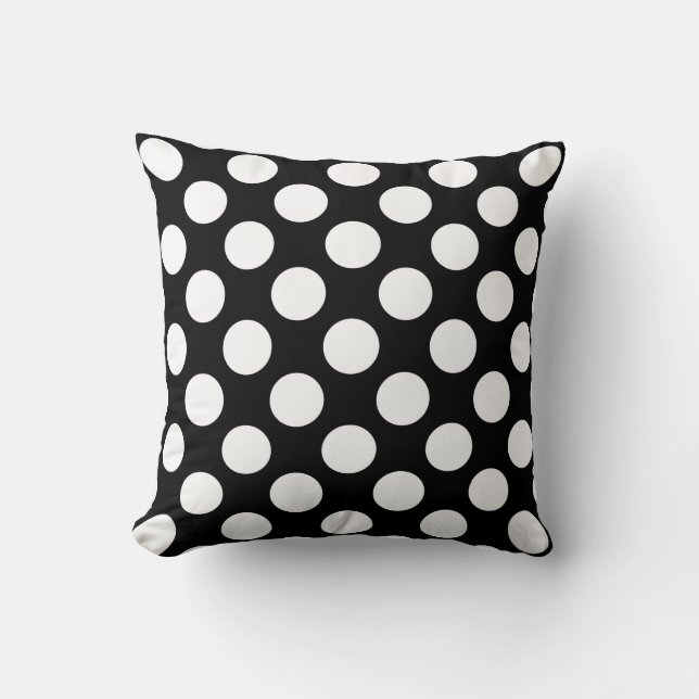 White And Black Polka Dot Pattern Cushion (Front)
