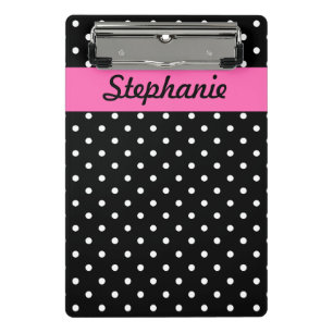 White and Black Polka Dot Pattern Mini Clipboard