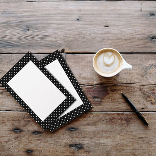 White and Black Polka Dot Pattern Stationery