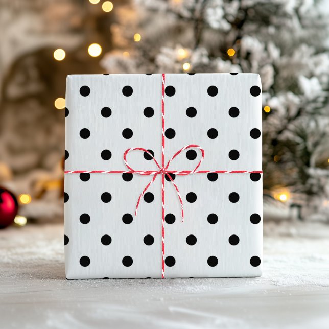 White and Black Polka Dot Salt and Pepper Mix Wrapping Paper Sheet (White and Black Polka Dot Wrapping Paper Sheets)