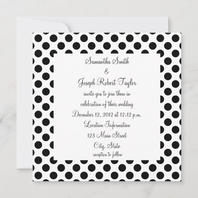 White and Black Polka Dot Wedding Invitation (Front)