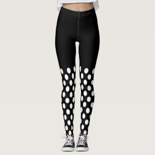 White and Black Polka Dots Leggings