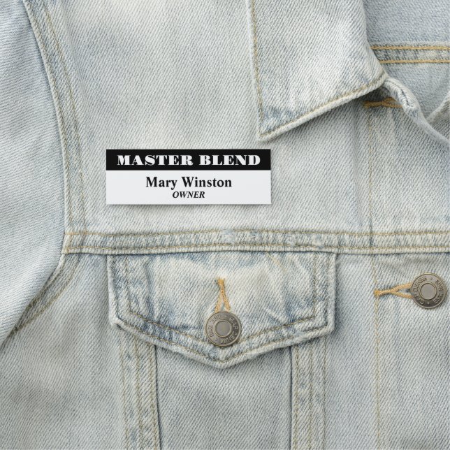 White and Black Professional Name Tag (In Situ)