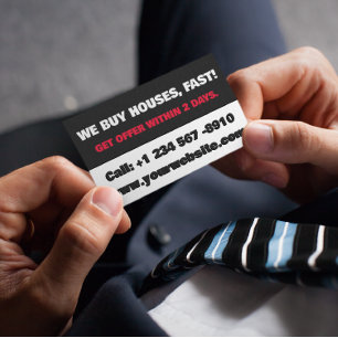 White and Black Real Estate Investor We Buy Houses Business Card