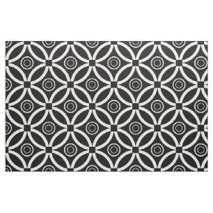 White And Black Retro Geometric  Pattern Fabric