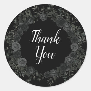 White and Black Rose Gothic Sticker Favour Labels