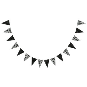 White and Black Rose Gothic Wedding Bunting