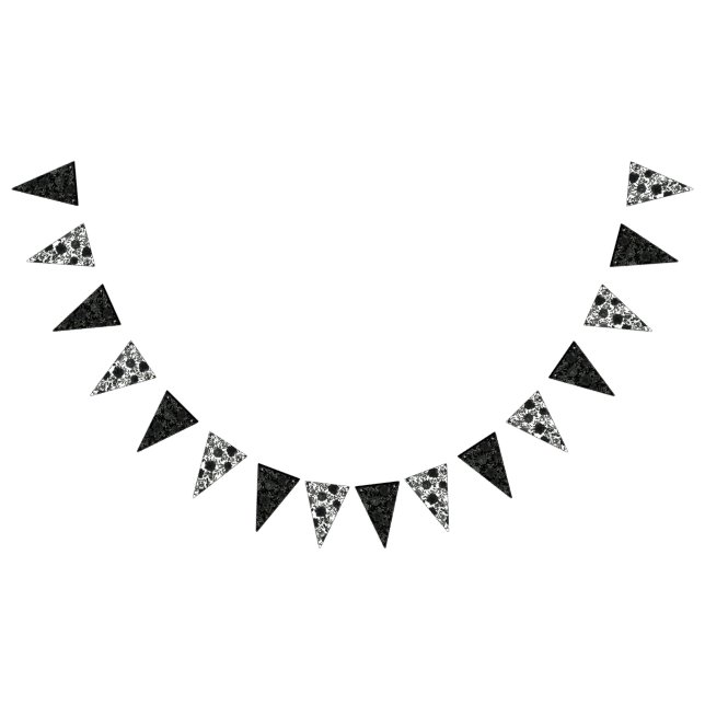 White and Black Rose Gothic Wedding Bunting (All)