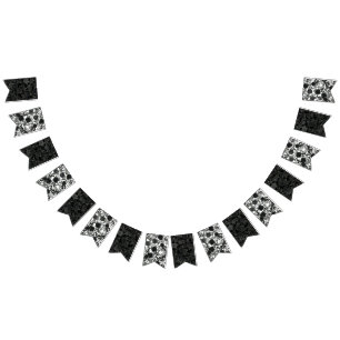 White and Black Rose Gothic Wedding Bunting