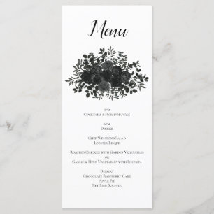 White and Black Rose Gothic Wedding Menu