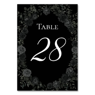 White and Black Rose Gothic Wedding Table Numbers