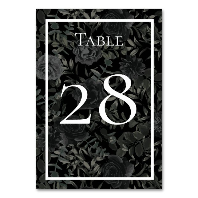 White and Black Rose Gothic Wedding Table Numbers (Front)