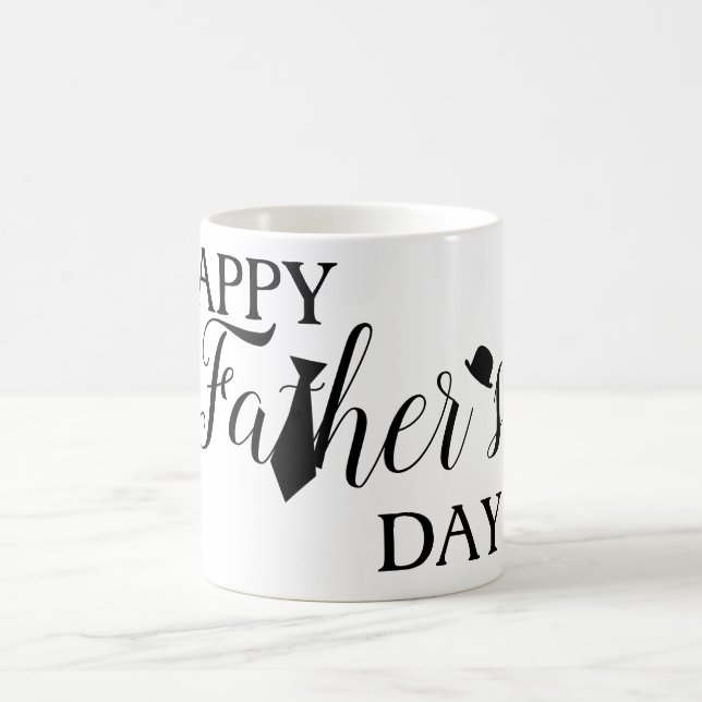 White and Black Scripts Tie Happy Father's Day Coffee Mug (Center)