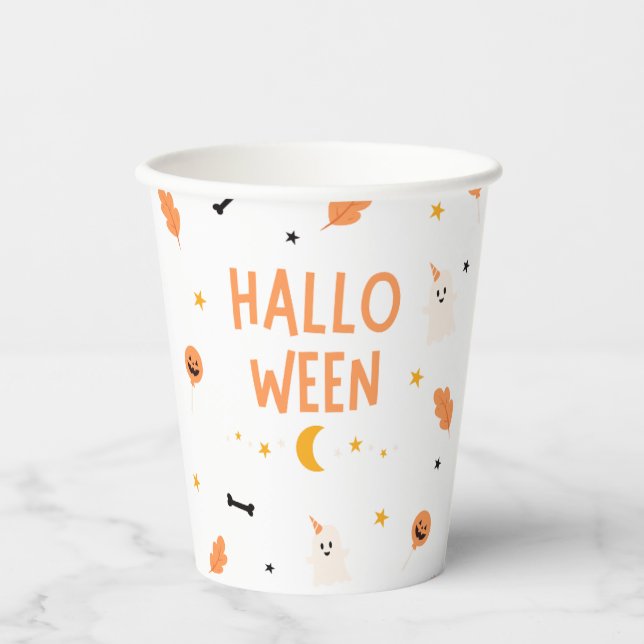 White and Black Simple Halloween  Paper Cups (Front)