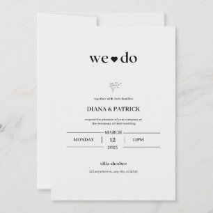White and Black Simple Wedding Invitation