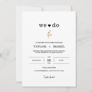 White and Black Simple Wedding Invitation