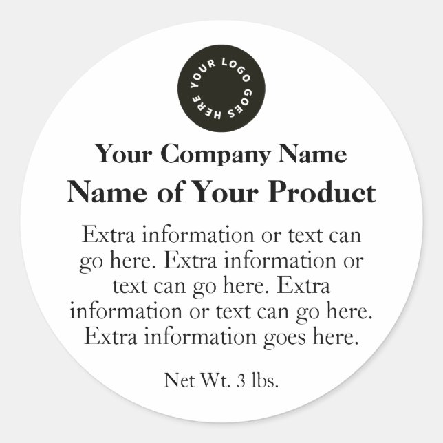 White and Black Soap or Cosmetics Label w/ Logo (Front)