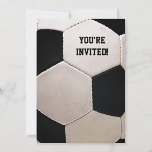 White and Black Soccer Ball Invitation