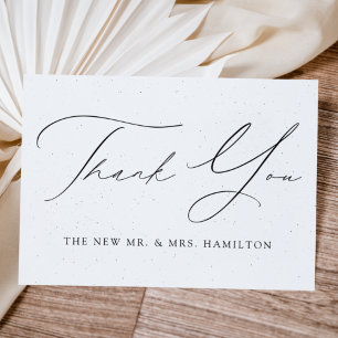 White and Black Speckled Wedding Thank You Card