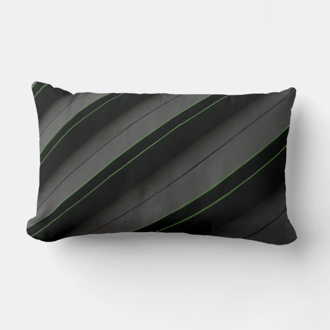 White and black stripe textile lumbar cushion (Front)