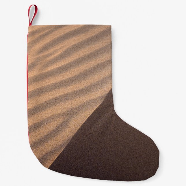 White and black stripe textile small christmas stocking (Front)