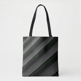 White and black stripe textile tote bag