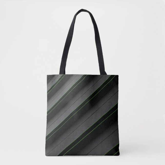 White and black stripe textile tote bag (Front)