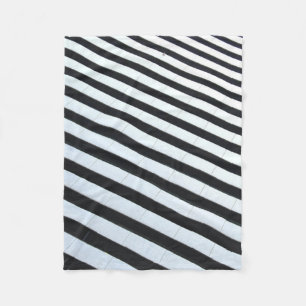 White and black striped illustration fleece blanket