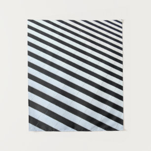 White and black striped illustration tapestry