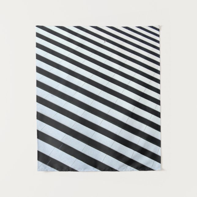 White and black striped illustration tapestry (Front)