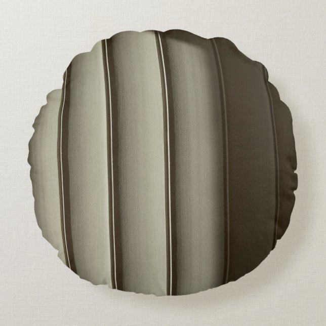 White and black striped textile round cushion (Front)