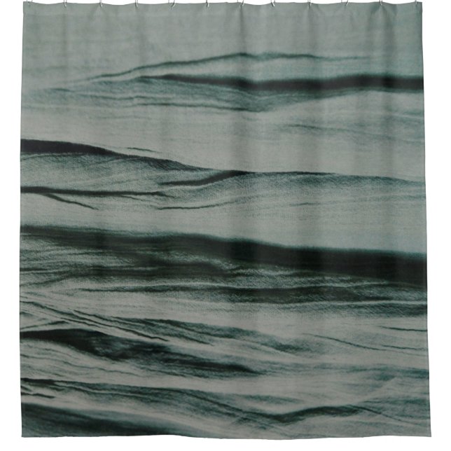White and black striped textile shower curtain (Front)