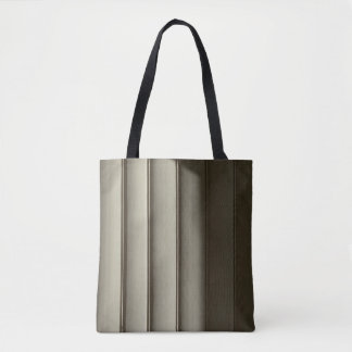 White and black striped textile tote bag