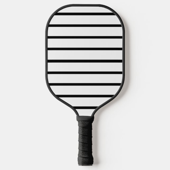 White and Black Stripes Design Pickleball Paddle (Front)