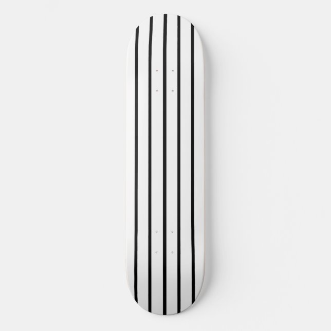 White and Black Stripes Design Skateboard (Front)