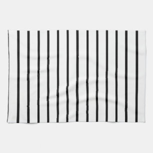 White and Black Stripes Design Tea Towel
