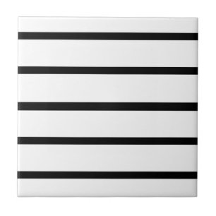 White and Black Stripes Design Tile