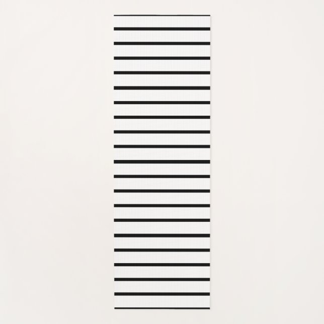 White and Black Stripes Design Yoga Mat (Front)