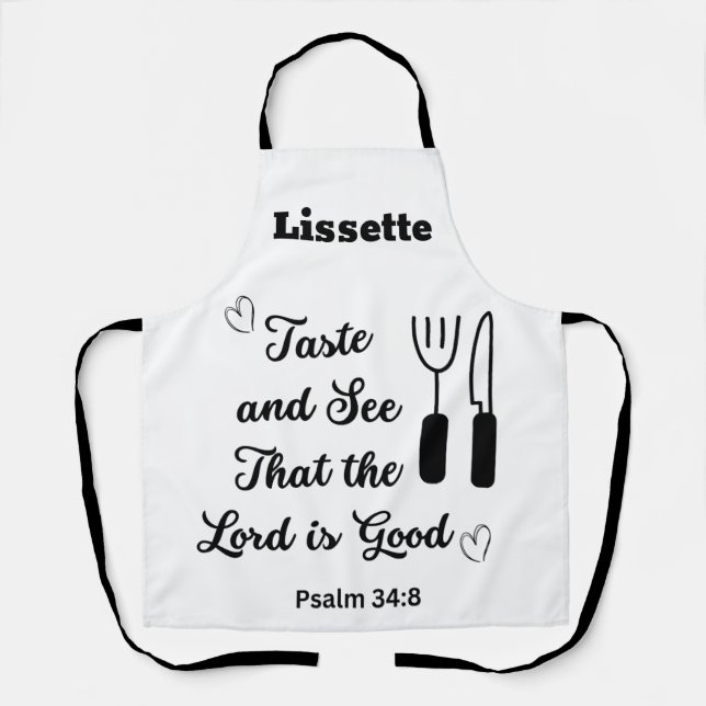 White And Black Test And See That The Lord Is Good Apron (Front)