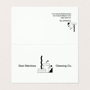 White and Black Text Simple Cleaning Services  Business Card