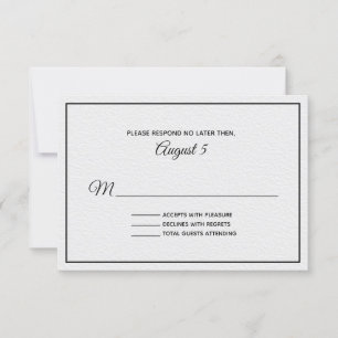 White and Black Textured Looking Wedding RSVP Card