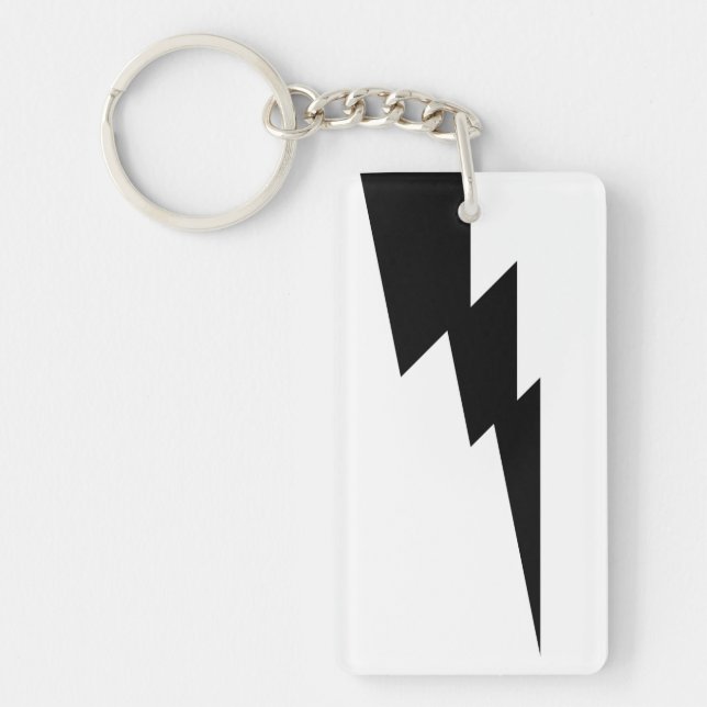 White and Black Thunder Lightning Key Ring (Front)