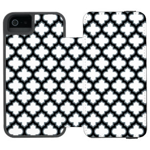 White and Black Trellis, Lattice, Quatrefoil Incipio Watson™ iPhone 5 Wallet Case