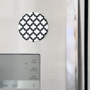 White and Black Trellis, Lattice, Quatrefoil Magnet