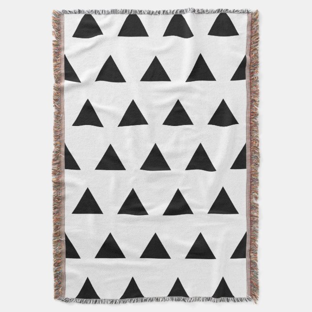 White and Black Triangles Throw Blanket (Front Vertical)