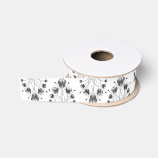 White and Black Tulip Owlsprey HS Grosgrain Ribbon