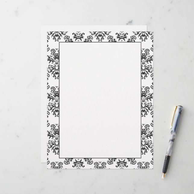 White and Black vintage damask pattern (Front/Back In Situ)